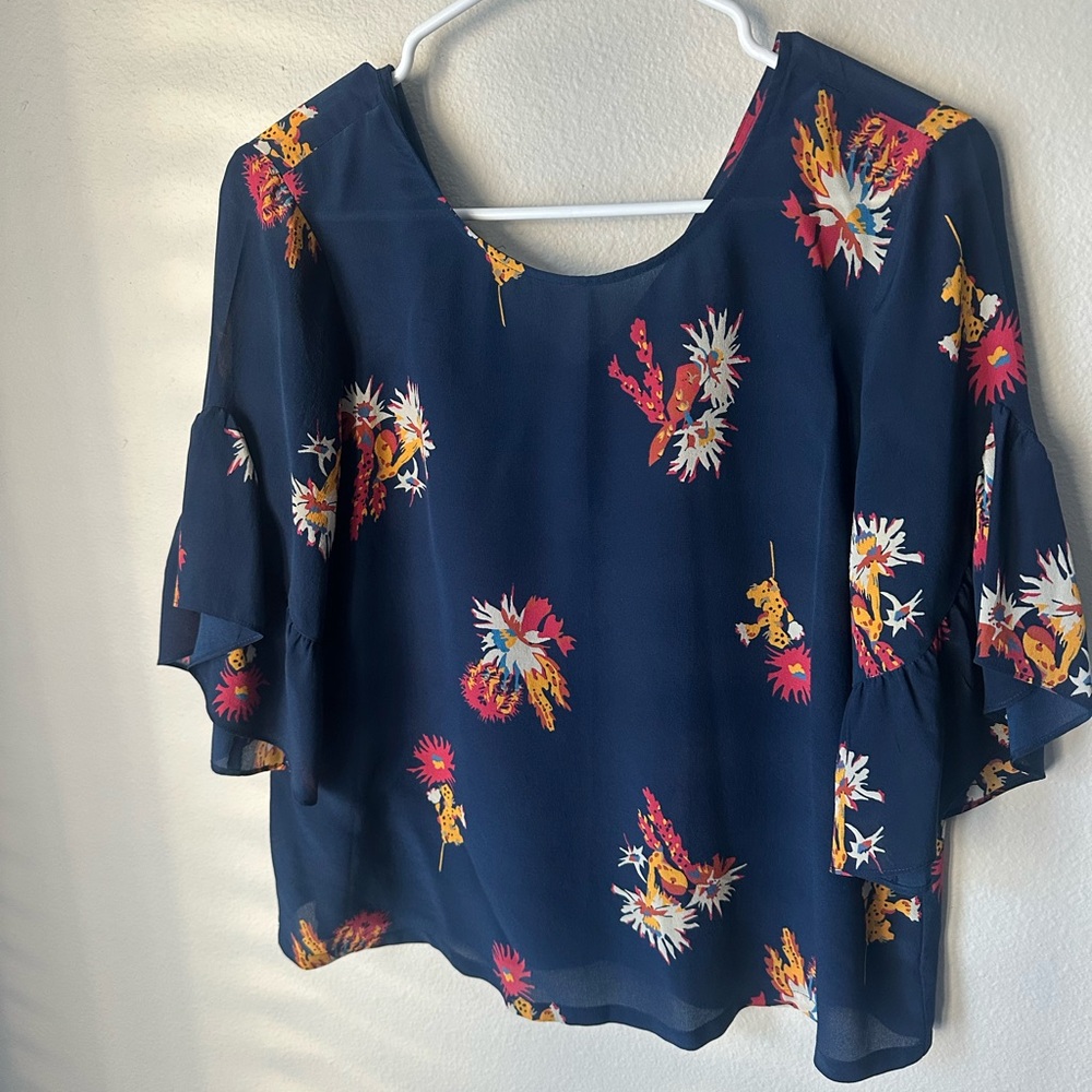 Madewell Navy Floral Blouse - Picture 2 of 6